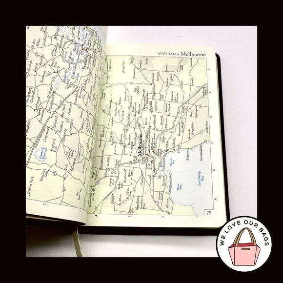 NEW VINTAGE COACH 1997 Black Glovetanned Leather Travel Atlas World & USA 4523 - Picture 13 of 15